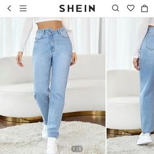 Shein High Waist Light Wash Denim Jeans
